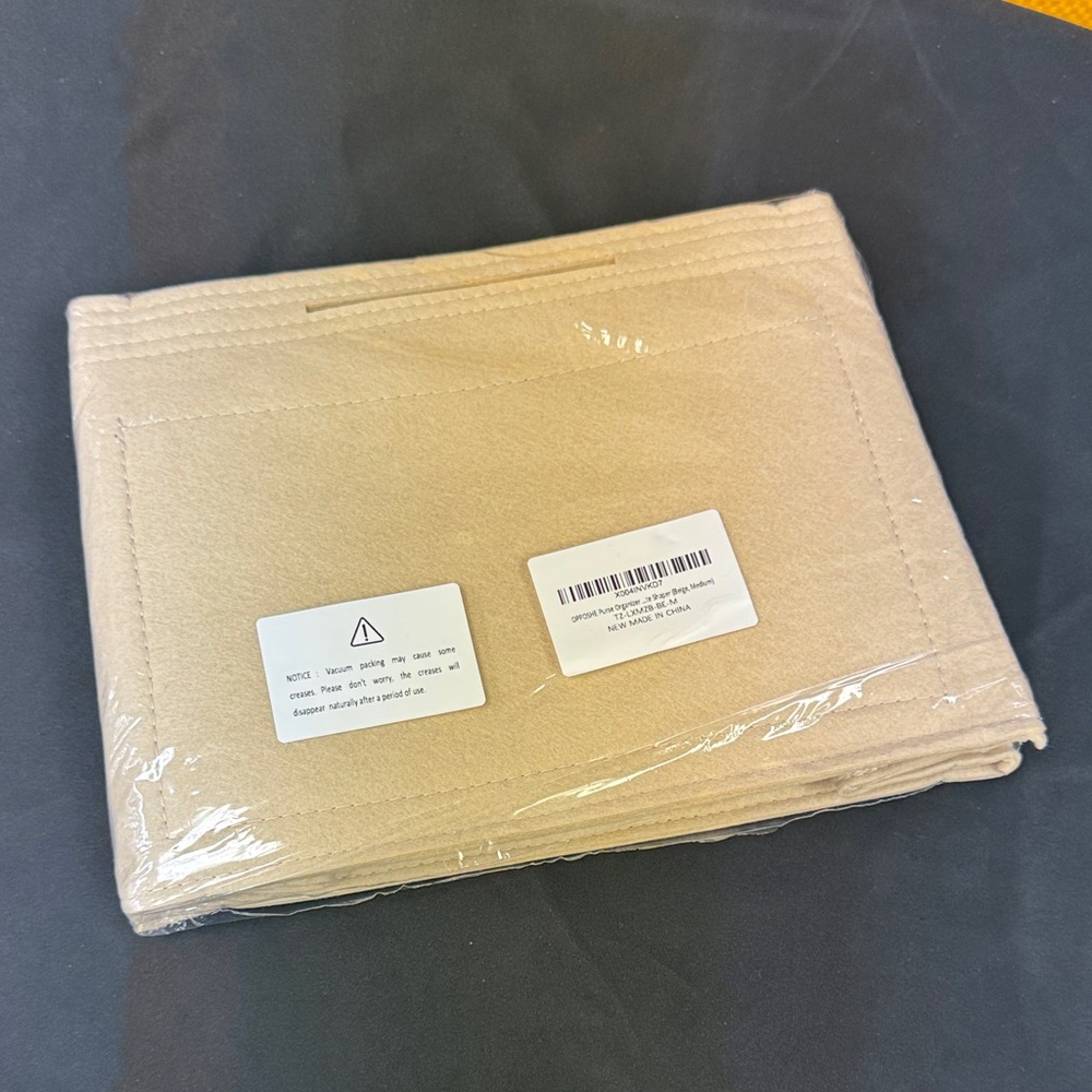 Opposhe Beige Fabric purse organizer purse shaper medium size new